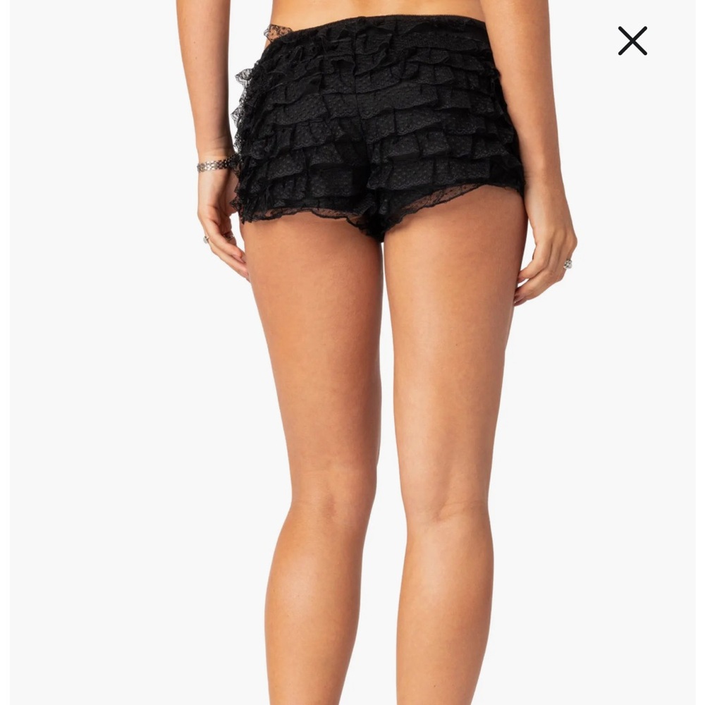 Edikted Black Ruffle Pajama Shorts